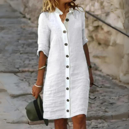 Nyla™ - Casual mini jurk met knoopsluiting en halve mouwen