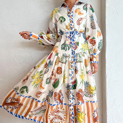 Beatrix™ - Bedrukte lange jurk met lange mouwen