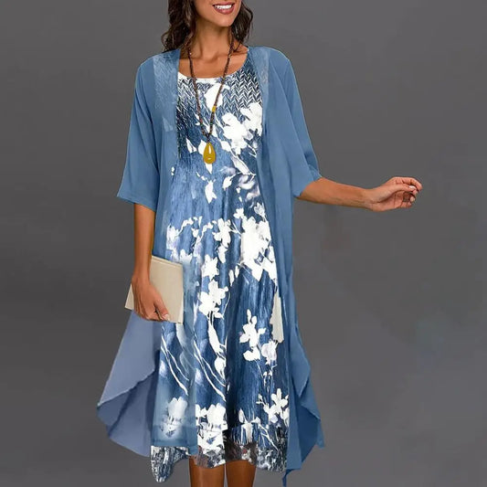 Keziah™ -Stijlvolle tweedelige jurk met bloemenpatroon